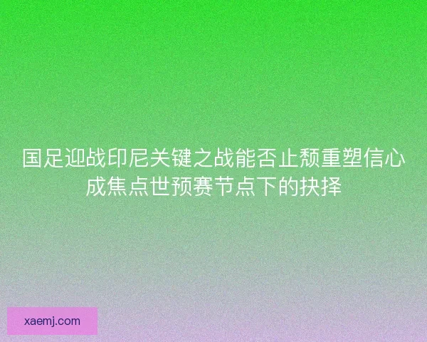 国足迎战印尼关键之战能否止颓重塑信心成焦点世预赛节点下的抉择