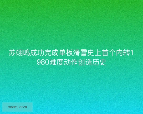 苏翊鸣成功完成单板滑雪史上首个内转1980难度动作创造历史